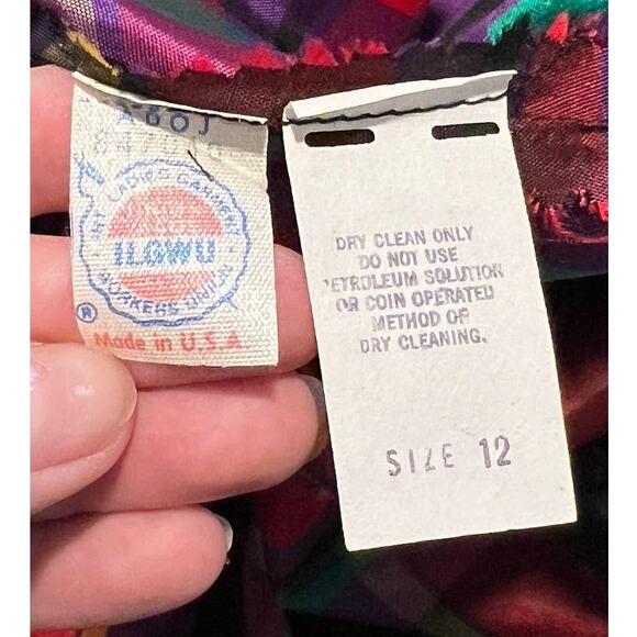 Vintage R & K Originals Union Tag Taffeta Plaid Dress Size 12 Purple Red Holiday - Picture 8 of 15